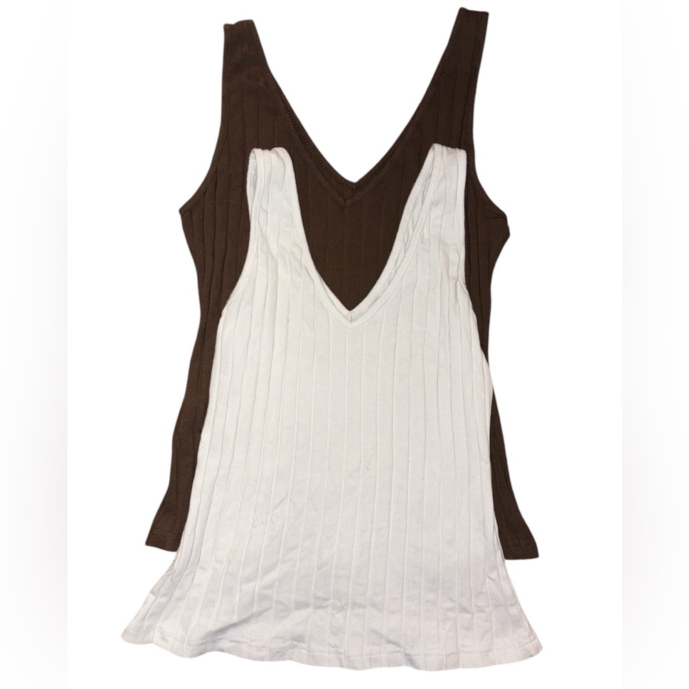 V-Neck Ribbed Tank Tops - Picture 2 of 5